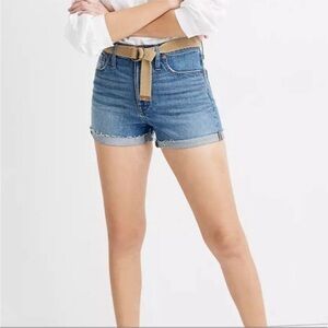 Madewell Blue Jean Shorts with Tan Belt